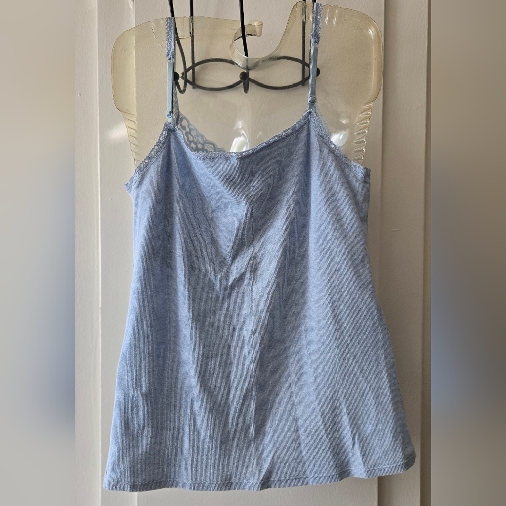 *3/$20 Nautica Blue Tank Sleeveless Fitted Camisole With Lace - Picture 3 of 3